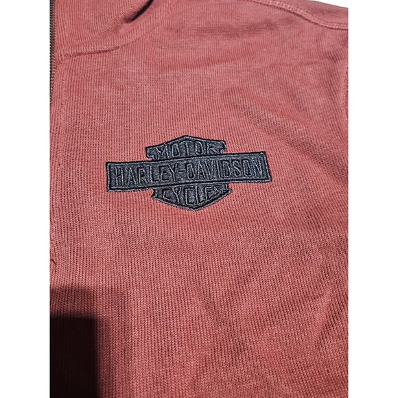 Men’s Harley Davidson 1/4-Zip Logo Red Knit Pullover Sweatshirt Size LARGE - Picture 3 of 10